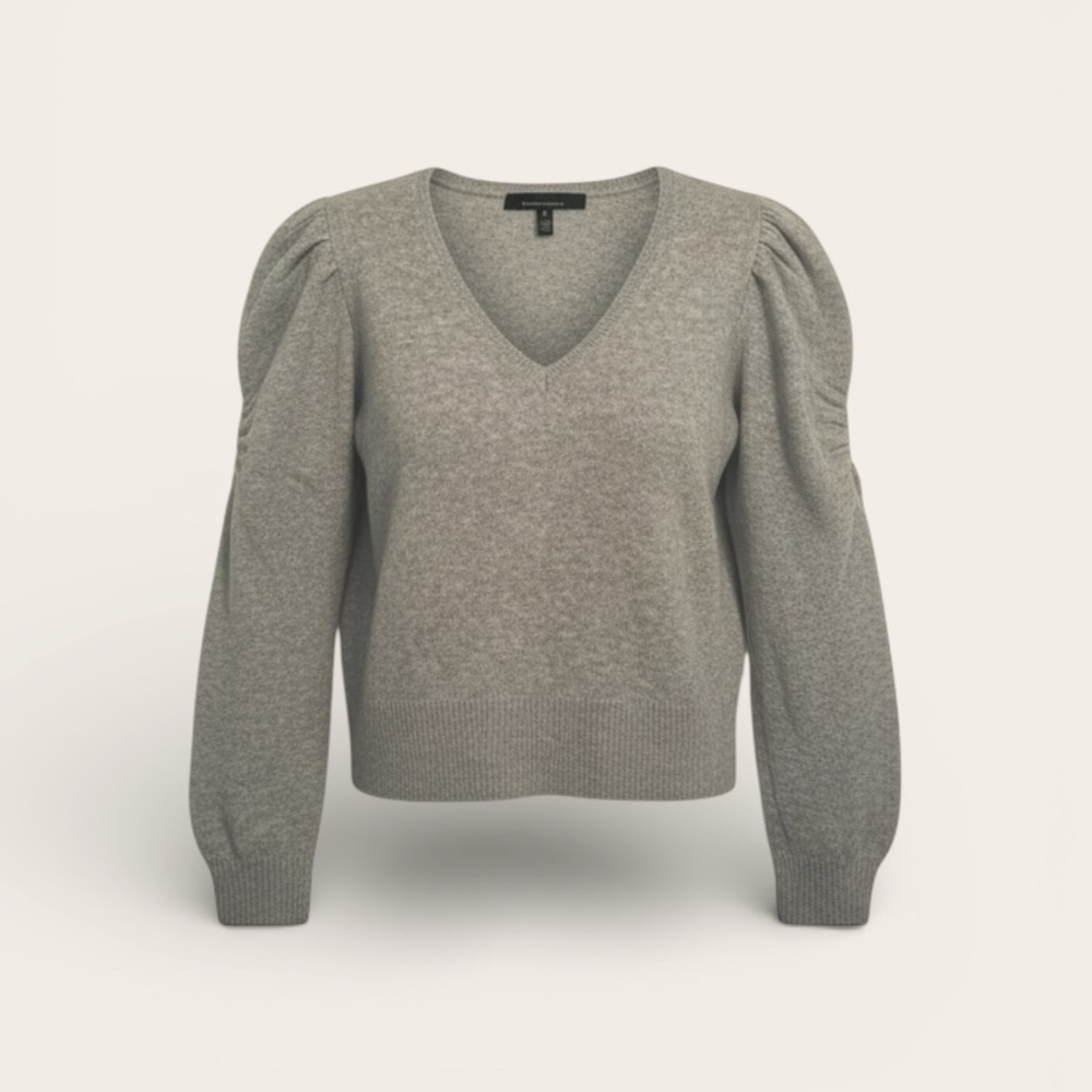 White House Black Market Gray V-Neck Sweater